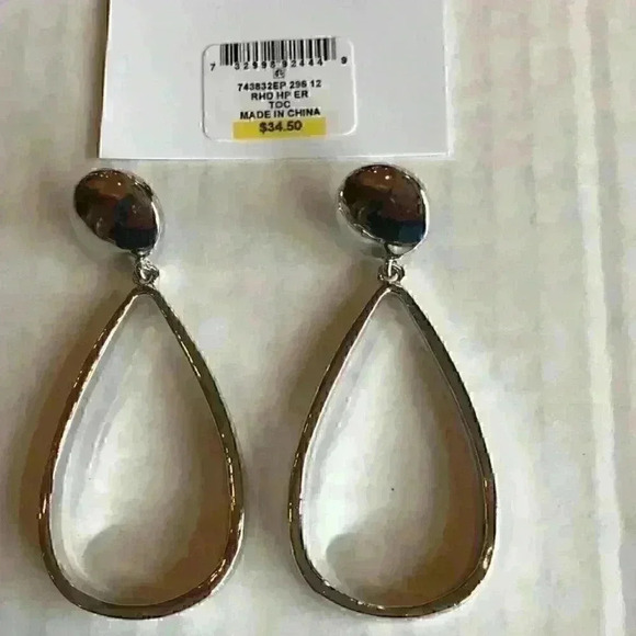 Charter Club new silver tone open drop earrings - Picture 7 of 8